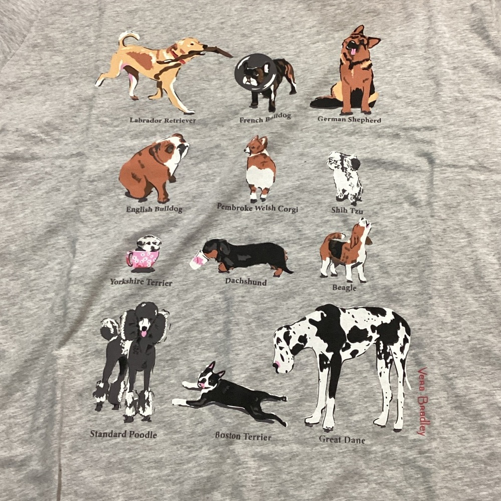 Vera Bradley Gray Dog Show T-Shirt size L - Picture 3 of 5